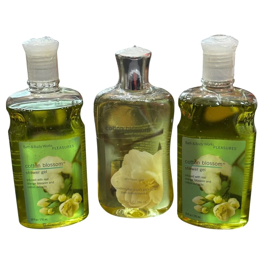 Bath & Body Works Cotton‎ Blossom Shower Gel 10oz Lot of 3 Pleasures Signature